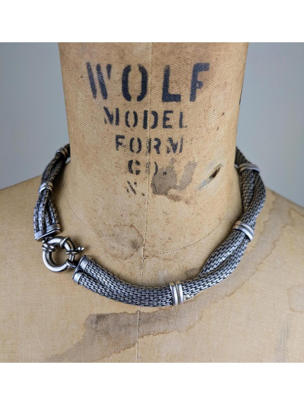 90's silver plated double strand toggle necklace